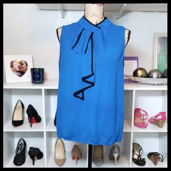 New York & Company Tops - New York & Co Necktie Tank Blouse in Cobalt Blue